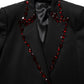 Dolce & Gabbana Black Crystal Embellished Coat Blazer Jacket