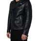 Dolce & Gabbana Black Leather Men Biker Coat Goatskin Jacket