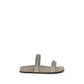 Brunello Cucinelli Gray Calf Leather Bos Taurus Flat Sandals