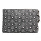 MCM Veritas Medium Dark Grey Denim Monogram Logo Canvas Clutch Pouch Handbag