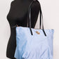 Versace Portuna Medusa Medium Cornflower Blue Nylon Leather Tote Bag Purse