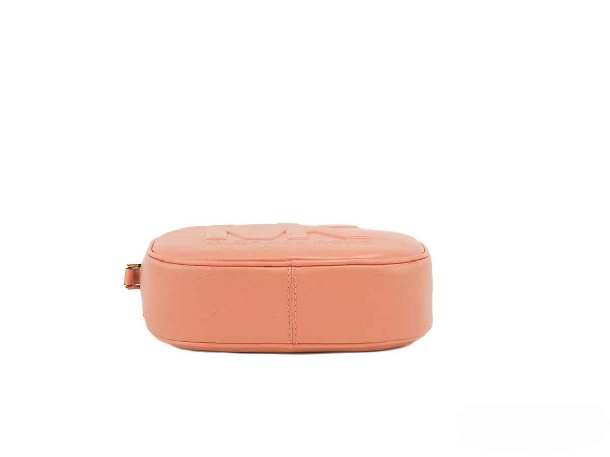 Michael Kors Jet Set Travel Medium Sherbert Leather Oval Camera Crossbody Bag