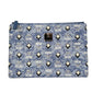 MCM Aren Flat Pouch Denim Crossbody Bag