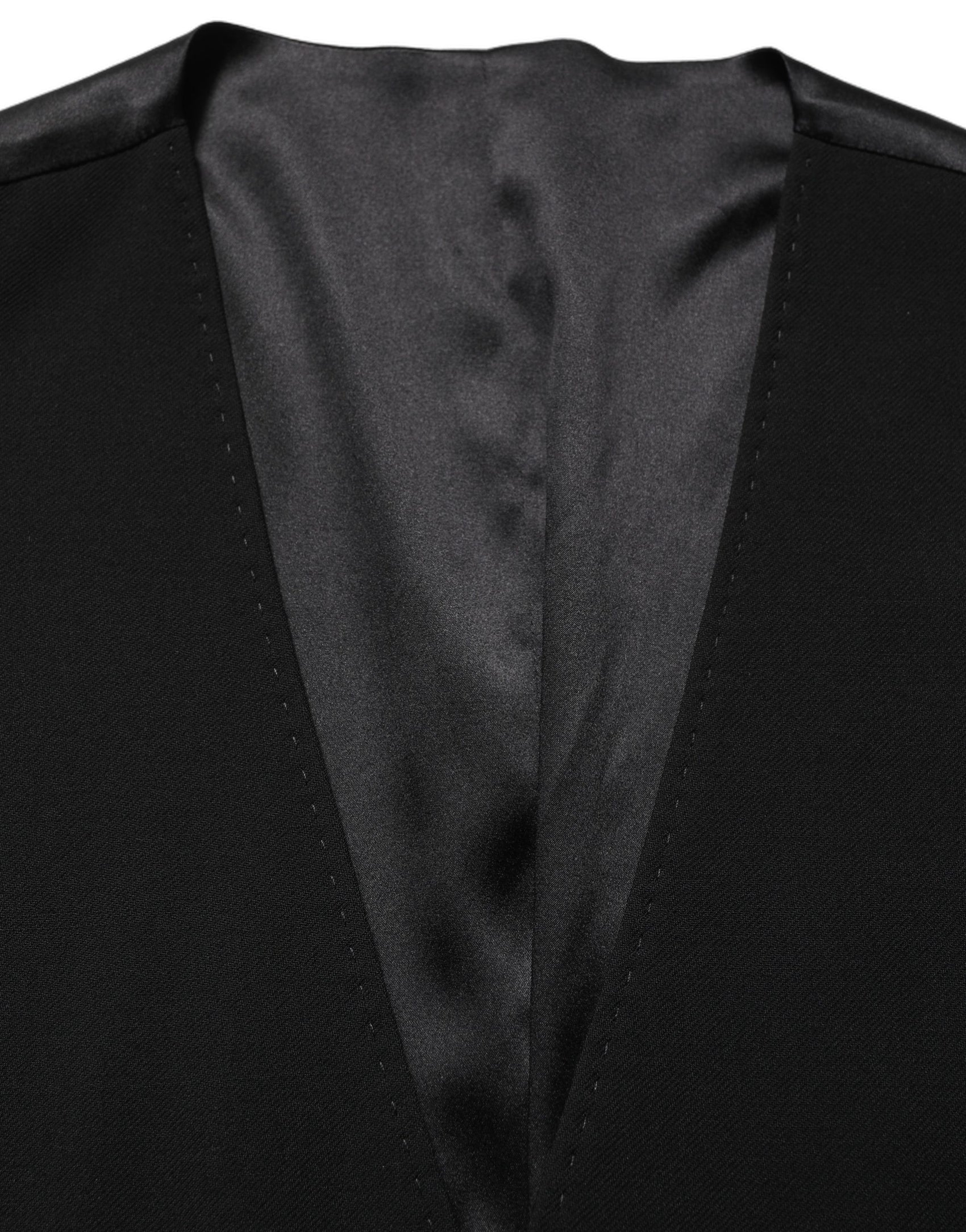 Dolce & Gabbana Black Wool Single Breasted Waistcoat Vest