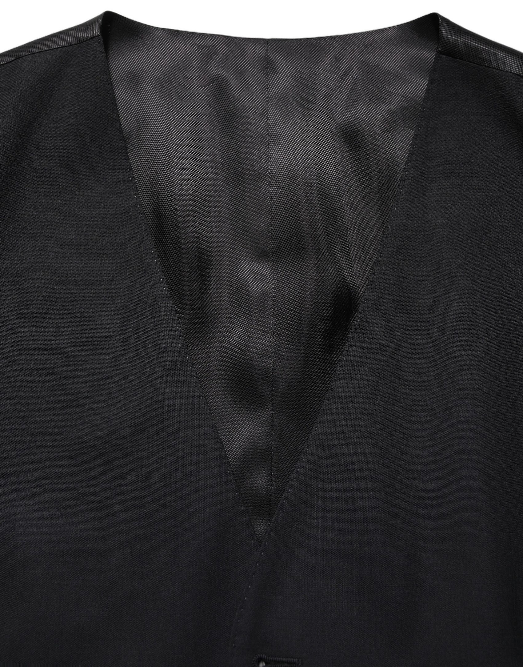 Dolce & Gabbana Black Wool Single Breasted Waistcoat Vest