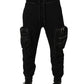 Dolce & Gabbana Black Mid Waist Cargo Jogger Sweatpants Pants