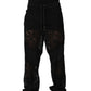 Dolce & Gabbana Black Lace Mid Waist Jogger Men Trouser Pants