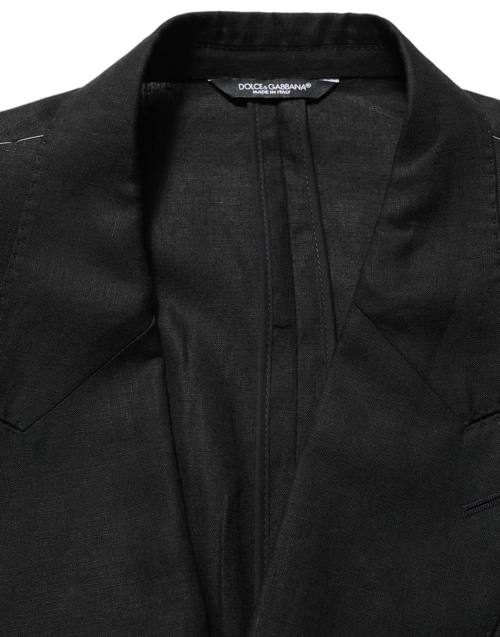 Dolce & Gabbana Black Linen Slim Fit Formal 2 Piece Suit