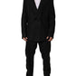 Dolce & Gabbana Black Linen Slim Fit Formal 2 Piece Suit