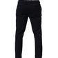 Dolce & Gabbana Black Cotton Tapered Leg Dress Trouser Pants