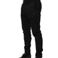 Dolce & Gabbana Black Cotton Tapered Leg Dress Trouser Pants