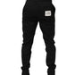 Dolce & Gabbana Black Cotton Tapered Leg Dress Trouser Pants