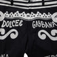 Dolce & Gabbana Black Cotton Poplin MarinaPrint Trouser Pants