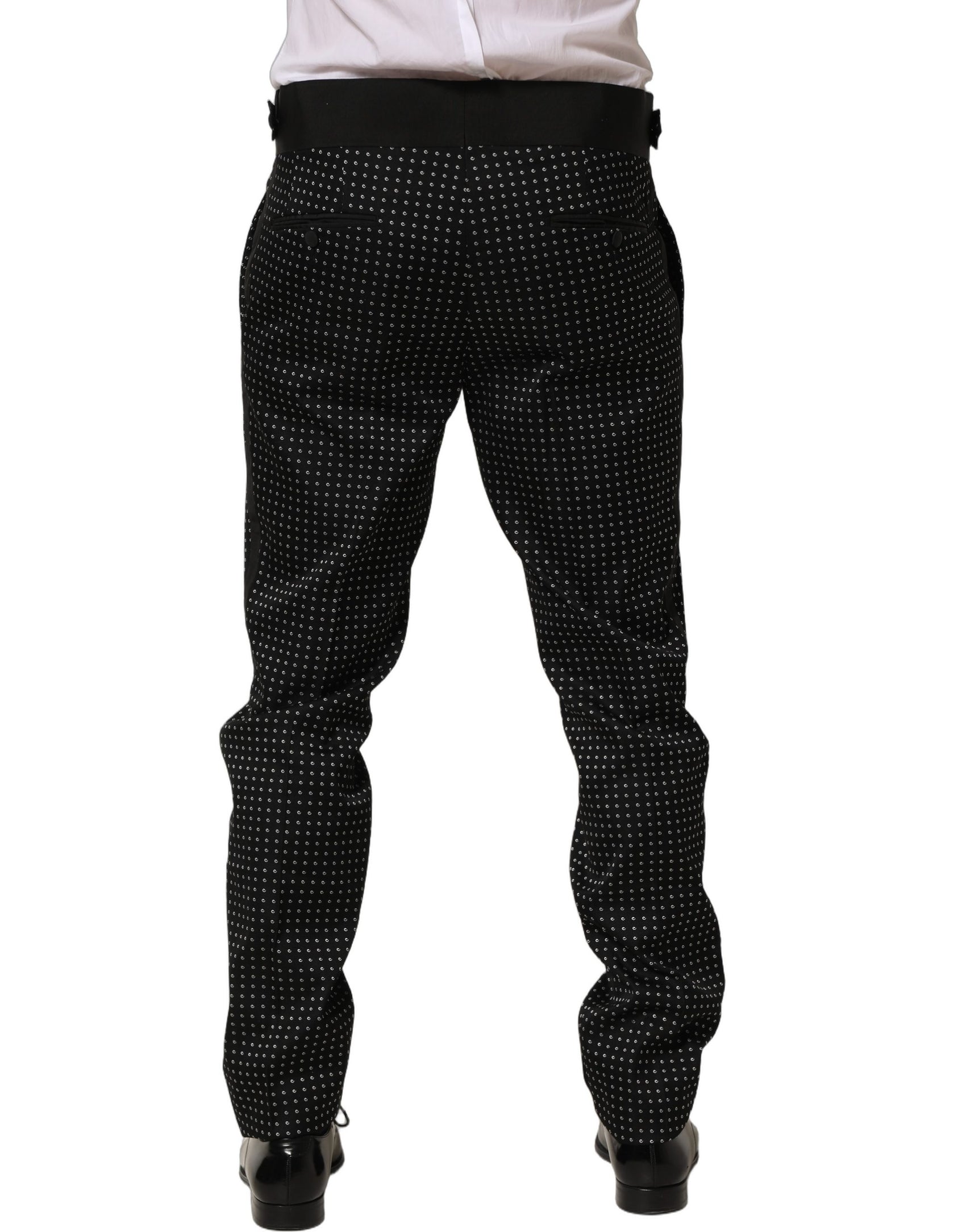 Dolce & Gabbana Black Polka Dot Cotton Dress Trouser Pants