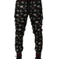 Dolce & Gabbana Pants Black Ring Print Silk Jogging Trousers