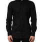 Dolce & Gabbana Black MARTINI Long Sleeves Linen Dess Shirt