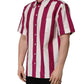 Dolce & Gabbana White Maroon Striped Men Short Sleeves Shirt