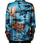 Dolce & Gabbana Blue Silk Twill Hawaiian GraphicPrint Shirt