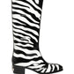 Dolce & Gabbana Black White Zebra Knee High Men Boots Shoes