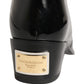 Dolce & Gabbana Black Leather Knee High Heels Boots Shoes