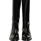 Dolce & Gabbana Black Leather Knee High Heels Boots Shoes