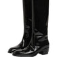Dolce & Gabbana Black Leather Knee High Heels Boots Shoes