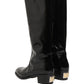 Dolce & Gabbana Black Leather Knee High Heels Boots Shoes