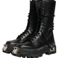 Dolce & Gabbana Black Stud Platform Combat High Boots Shoes