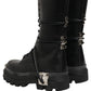 Dolce & Gabbana Black Stud Platform Combat High Boots Shoes