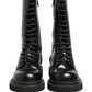 Dolce & Gabbana Black Leather Lace Up Men Combat Boots Shoes