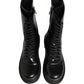 Dolce & Gabbana Black Leather Lace Up Men Combat Boots Shoes