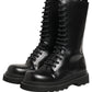Dolce & Gabbana Black Leather Lace Up Men Combat Boots Shoes