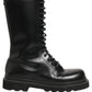 Dolce & Gabbana Black Leather Lace Up Men Combat Boots Shoes
