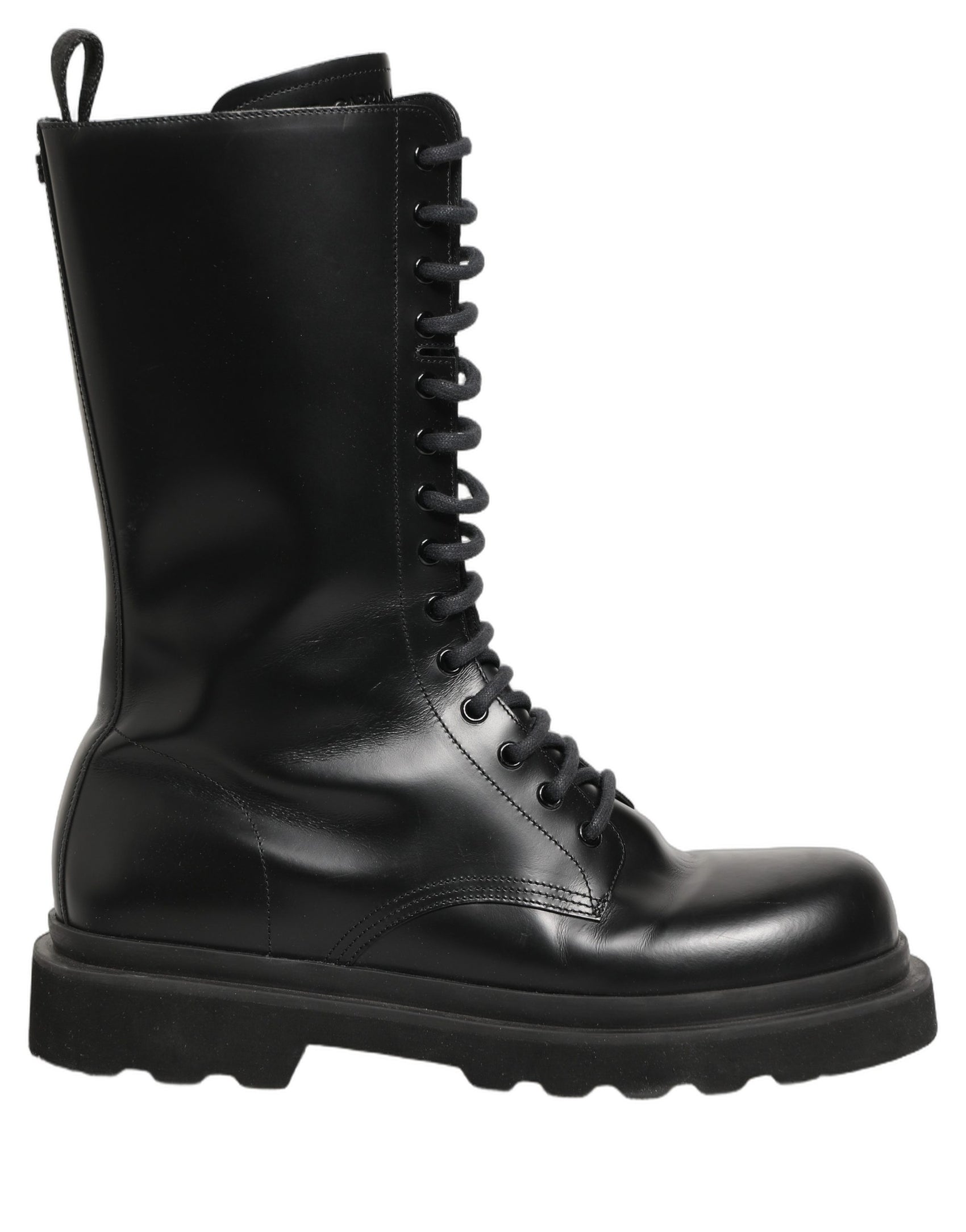 Dolce & Gabbana Black Leather Lace Up Men Combat Boots Shoes
