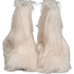 Dolce & Gabbana White Faux Fur Mid Calf Men Boots Shoes