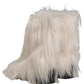 Dolce & Gabbana White Faux Fur Mid Calf Men Boots Shoes