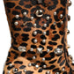 Dolce & Gabbana Brown Leopard Embellished Mid Calf Men Boots Shoes