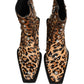 Dolce & Gabbana Brown Leopard Embellished Mid Calf Men Boots Shoes