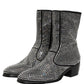 Dolce & Gabbana Black Crystal Embellished Ankle Boots Shoes