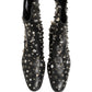 Dolce & Gabbana Black Crystal Embellished Short Boots Shoes