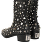 Dolce & Gabbana Black Crystal Embellished Short Boots Shoes