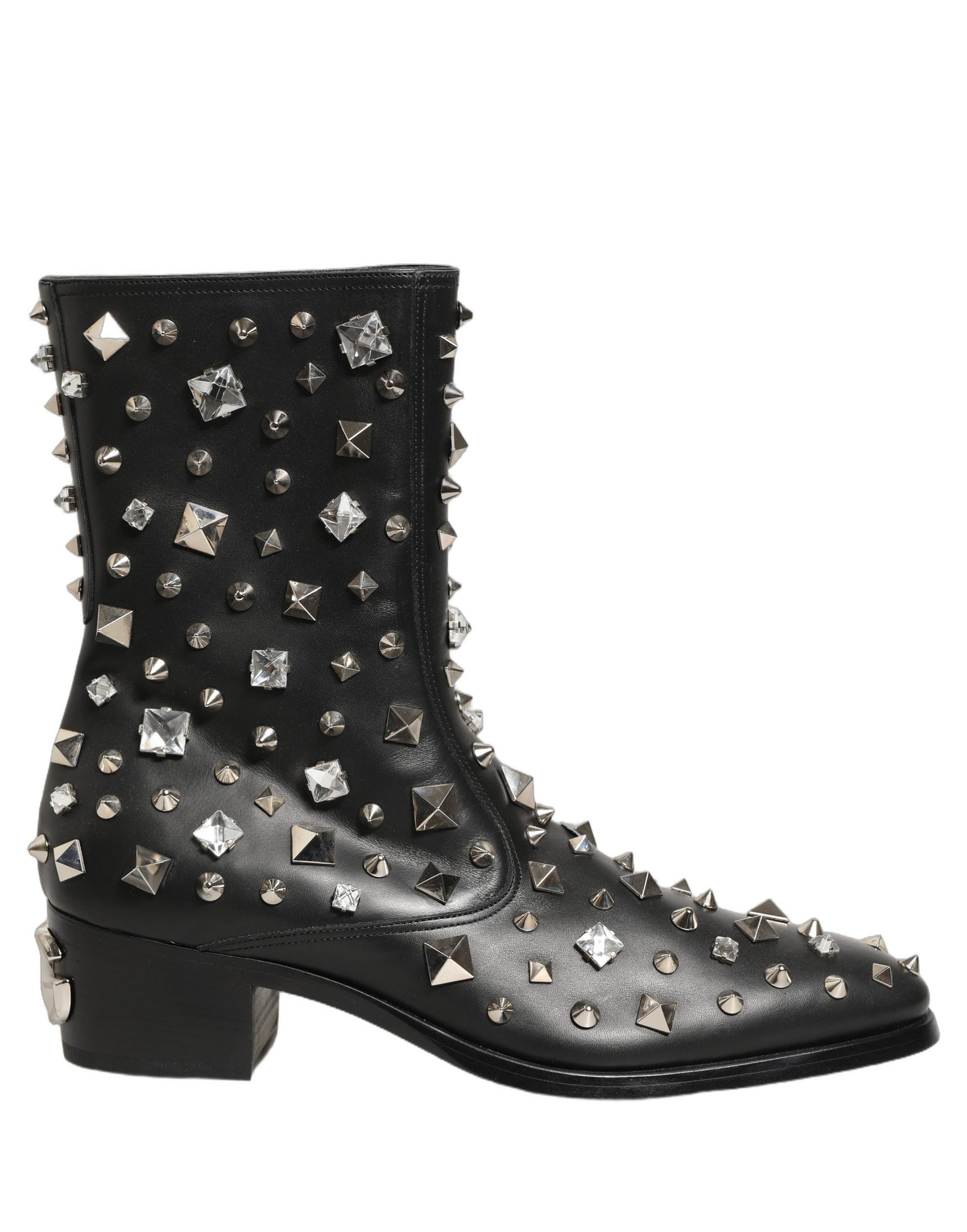Dolce & Gabbana Black Crystal Embellished Short Boots Shoes