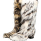 Dolce & Gabbana Multicolor Knee High Faux Fur Boots Shoes