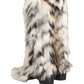 Dolce & Gabbana Multicolor Knee High Faux Fur Boots Shoes