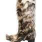 Dolce & Gabbana Multicolor Knee High Faux Fur Boots Shoes