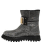 Dolce & Gabbana Black Crystal Embellished Short Boots Shoes