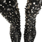 Dolce & Gabbana Black Crystal Embellished High Boots Shoes