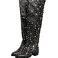Dolce & Gabbana Black Crystal Embellished High Boots Shoes