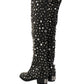 Dolce & Gabbana Black Crystal Embellished High Boots Shoes