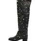 Dolce & Gabbana Black Crystal Embellished High Boots Shoes